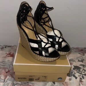 Michael Kors Black Wedge Sandals